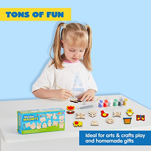 JOYIN 13 Wooden Magnet Creativity Arts & Crafts Painting Kit for Kids, Decorate Your Own Painting Gift for Easter Basket Stuffers, Birthday Parties JOYIN