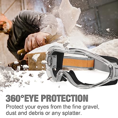 MELASA Industrial Grade Safety Goggles, Anti Fog Clear Lens Lab Goggles Fit Over Glasses for Men and Women Eye Protection MELASA