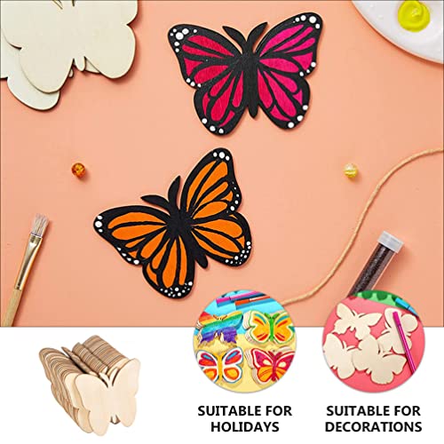 IMIKEYA Unfinished Wooden Cutouts: 40Pcs Butterfly Wood Cutouts Butterflies Blank Wooden Paint Crafts Wood Slices for Kids Painting, Christmas IMIKEYA