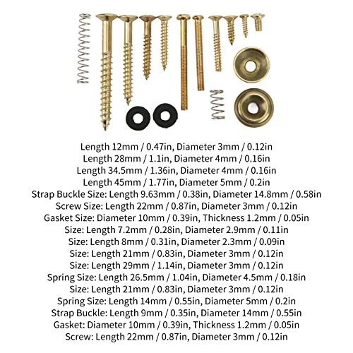 Electric Guitar Screw Kit Multiple Sizes Guitar Metal Repairing Tool Kit with Screws Washers and Springs Repair Fasteners(gold) Walfront