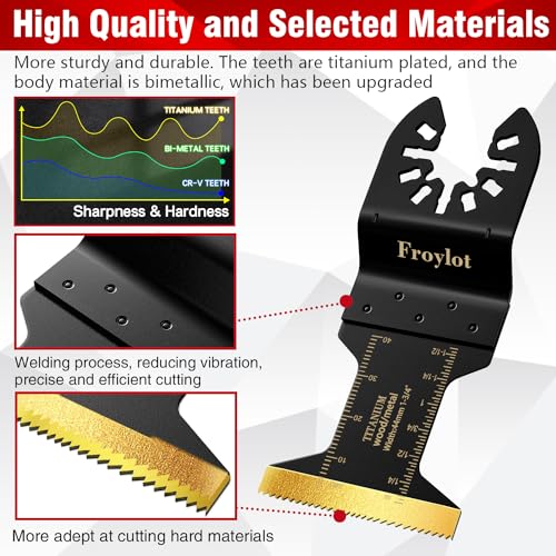 FROYLOT 24pcs Titanium Oscillating Tool Blades, Universal Multitool Blades for Metal Wood Cutting, Oscillating Saw Blade Metal Hard Material, Multi FROYLOT