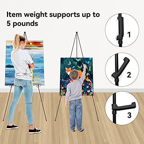 Instant Display Easel Stand - 63" Tripod Collapsible Portable Artist Floor Easel - Easy Folding Telescoping Adjustable Art Poster Metal Stand for OUTNEE