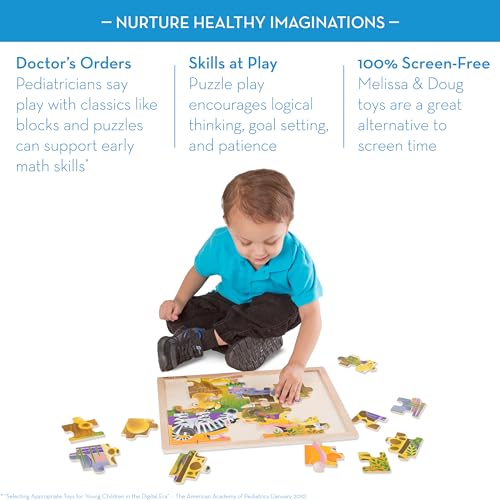 Melissa & Doug 3-Puzzle Jigsaw Set - Dinosaurs, Ocean, and Safari - Toddler Jigsaw Puzzles, Sea Creatures Wooden Puzzles, Dinosaur Puzzles, Animal Melissa & Doug