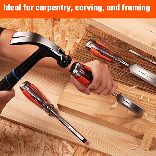 VANQUISH High-Impact 1 Inch Wood Chisel with One-Piece Forged Blade Go-Thru Mortise Chisel for Woodworking (4606) Vanquish