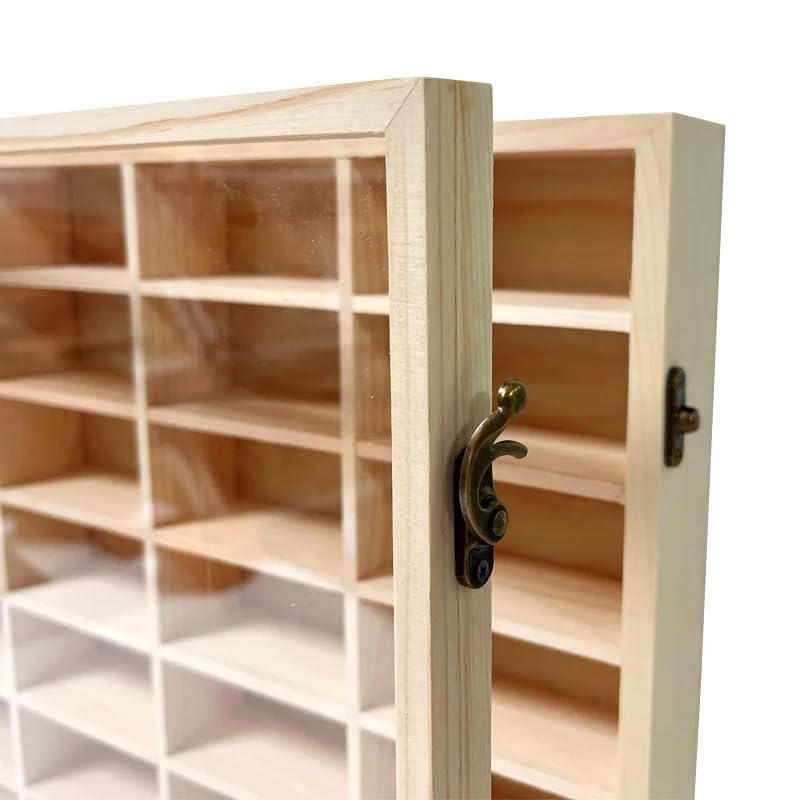 Wooden Wall Mount Display Case for Hot Wheels, with Dust Resistant Door, Matchbox 1/64 Scale Diecast Model Cars Display Storage Organizer Case, WoodArtSupply
