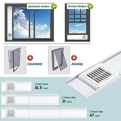 Daisypower Dryer Vent Window Kit,4" Adjustable Window Vent Kit with Outdoor Dryer Vent Cover Daisypower