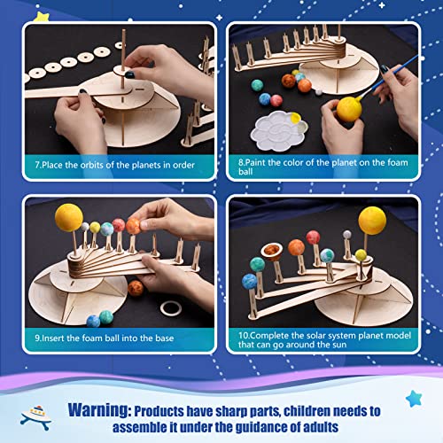 Pllieay Solar System Model Foam Ball Kit Includes 12 Color Pigments, Palette, 18PCS Mixed Sized Polystyrene Spheres Balls, Toothpick Flag, Painting Pllieay