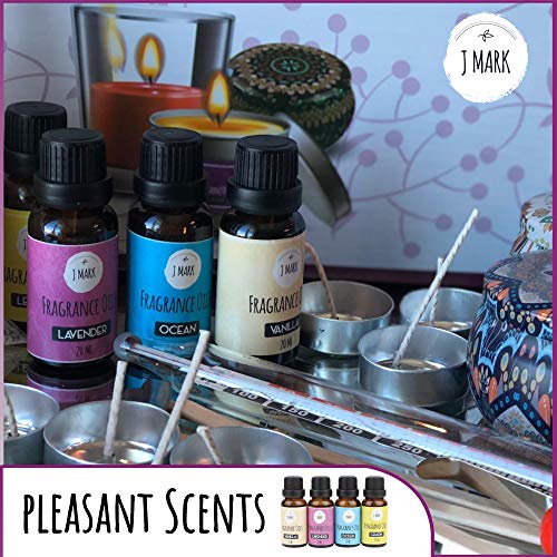 J MARK DIY Candle Making Kit for Adults – 66 Pcs Candle Making Kit with Melter, Decorative Candle Tins, Natural Soy Wax, Dye, Fragrance Oils, Cotton J MARK