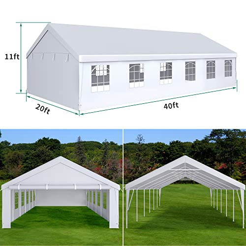 YITAHOME 20x40FT Party Tent Heavy Duty Wedding Tent Event Shelters Outdoor Canopy Upgraded Galvanized Steel Carport with Removable Sidewall Windows YITAHOME