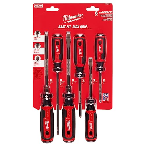Milwaukee Screwdriver Set with Cushion Grip (6 Piece) Red MT200-6 Milwaukee