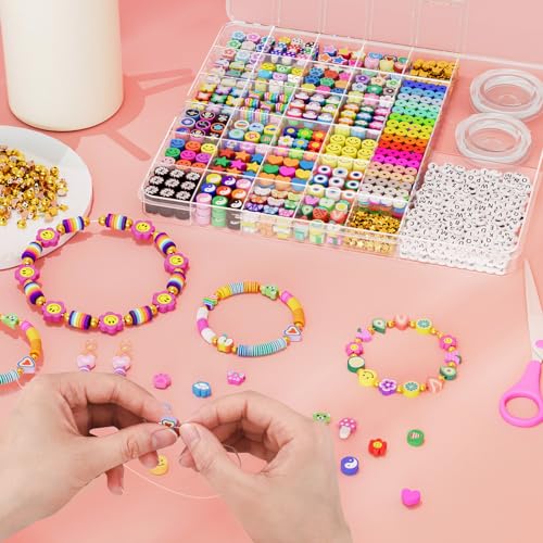 ARTDOT 1642 Pcs Clay Beads for π
π«π’ππ§ππ¬π‘π’π© ππ«ππππ₯πππ¬ Jewelry Making, 24 Styles Assorted Polymer Preppy Beads Charms Kit Crafts for Kids Teen Girl ARTDOT