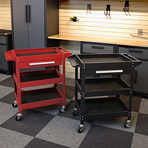 GSTANDARD Rolling Tool Cart with Drawer: 3 Layer Tool Oragnizer with Foam Pad and Heavy Duty Utility Cart with Four Swivel Casters Torin