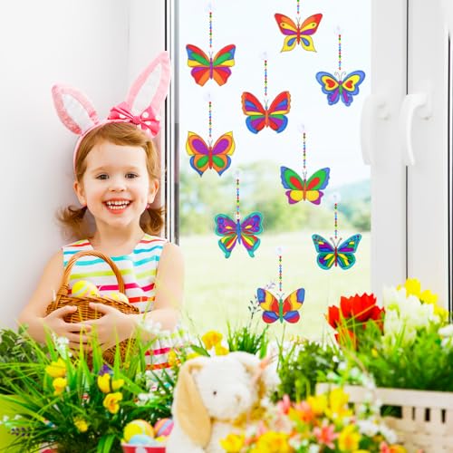 Winlyn 27 Sets Butterfly Suncatchers Ornaments Decorations DIY Window Paint Art Suncatchers Butterfly Suncatchers Painting Craft Kits for Kids Winlyn