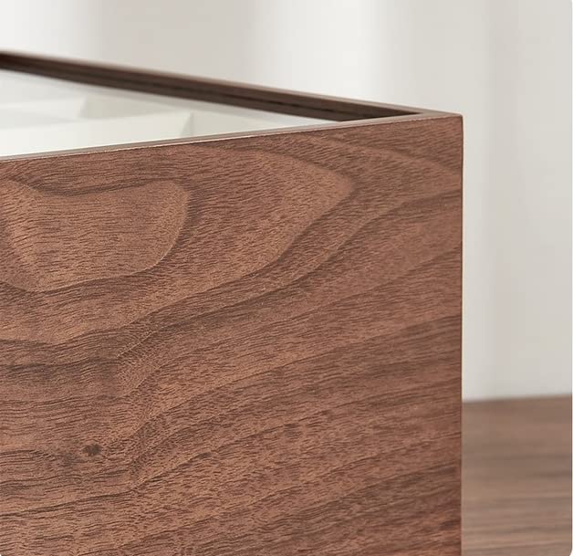 CHOSIN Black Walnut Wooden Jewelry Box for Women Classical Solid Wooden 4-Layer with Glass Lid and Pull-out Necklace Storage Layer Watch Necklace CHOSIN