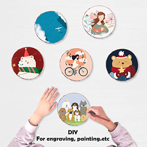 Natural Wood Slices 32 Pcs 2.4-2.8 Inches Unfinished Predrilled Blank Craft Wood Kit with Pre-drilled Hole Wooden Circles for Crafts Christmas MSDADA