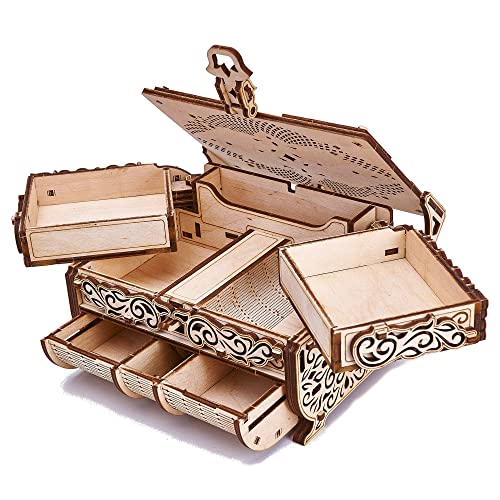 Wood Trick Treasure Box 3D Wooden Puzzle for Adults and Kids to Build - Cute & Neat Design - with Shimmering Crystals - Store Your Jewelry - DIY Gift Wood Trick