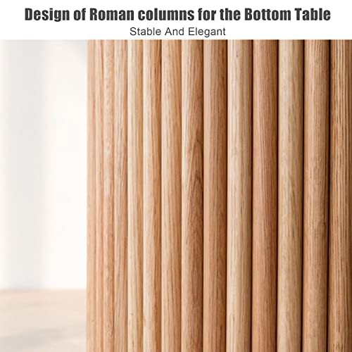 QQXX Round Pine Solid Wood Dining Table,Simplicity Kitchen Table with Wooden Pedestal Base,Leisure Coffee Table Dining Room Table Restaurant QQXX