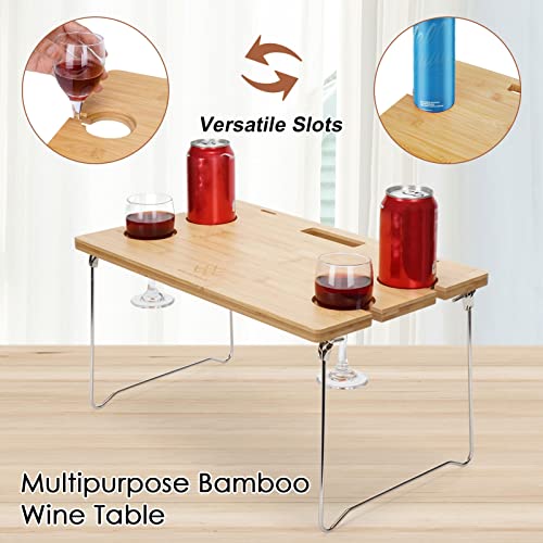 WILLOW WEAVE Picnic Basket with Table, Wine Picnic Basket Set 4, Wicker Picnic Basket for 4, Willow Hamper Service Gift Set with Blanket & Portable WILLOW WEAVE