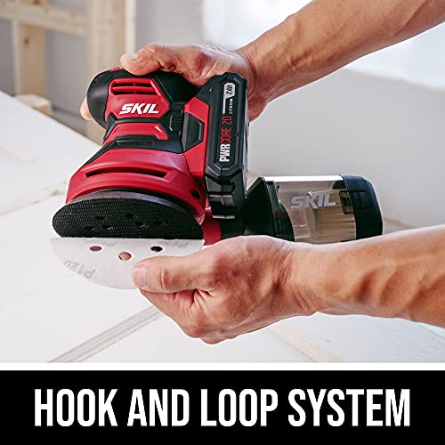 SKIL PWRCore 20 20V Brushed 5" Random Orbital Sander, Variable Speed, Includes 3pc Sandpaper, Dust Box, 2.0Ah Battery and Charger - SR6604B-10 Skil