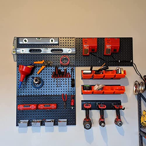 Wallmaster Wall Mounted Storage Bins, Wall Storage Bins Parts Rack 10 Bins&3 Rails Wall Mount Tool Organizer Hardware Storage Organizer (Orange) Wallmaster