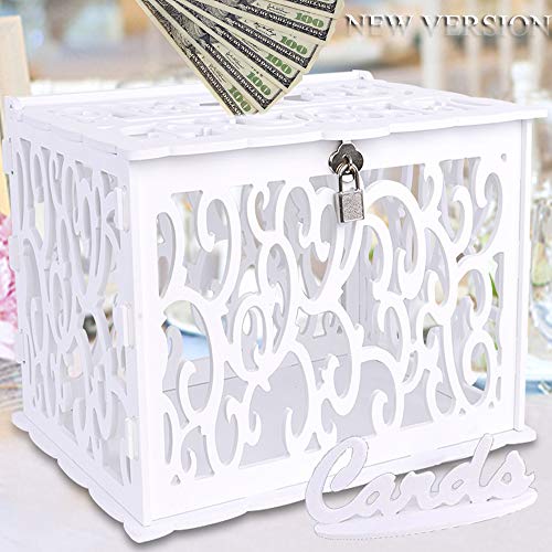 OurWarm DIY White Wedding Card Box with Lock PVC Card Box Graduation Card Box Perfect for Weddings, Baby Showers, Birthdays, Bridal or Baby Showers OurWarm