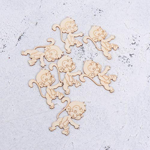 ABOOFAN 60 Pcs Wooden Table Christmas Decor Unfinished Wood Monkey Cutout Shapes Wood Letters Crafts Wood Cutouts for Crafts Unfinished Wooden ABOOFAN