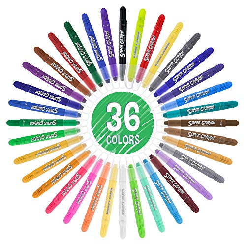 U.S. Art Supply Super Crayons Set of 36 Colors - Smooth Easy Glide Gel Crayons - Bright, Blendable and Washable US Art Supply