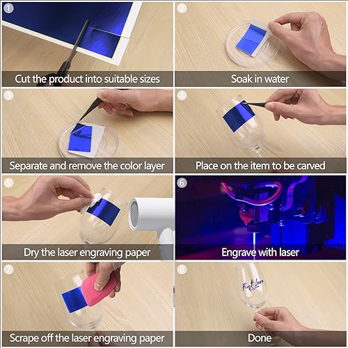 Frddiud Laser Engraving Marking Color Paper, 2 PCS Blue Marking Paper, 15.3" x 10.4" Blue Laser Engraving Paper for Fiber Laser Marking and Frddiud