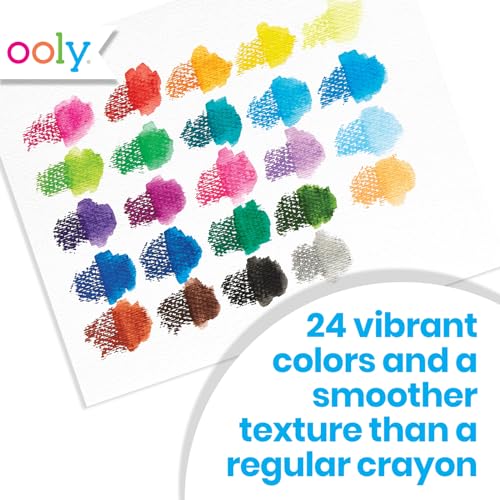 Ooly Smooth Stix Gel Crayons for Kids and Adults with Paint Brush - Set of 25 Watercolor Rainbow Crayons for Glass and Paper with Clear Plastic Ooly