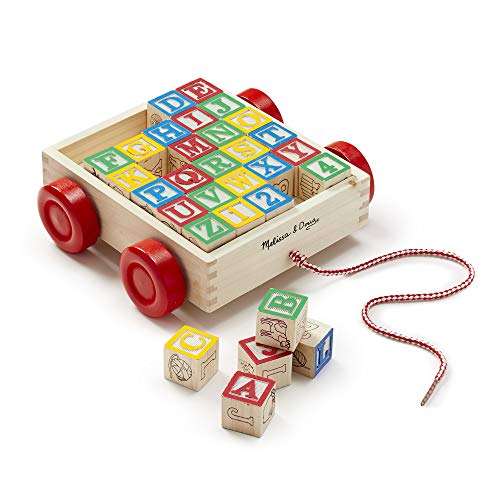 Melissa & Doug Classic ABC Wooden Block Cart Educational Toy With 30 1-Inch Solid ABC Wood Blocks For Toddlers Ages 2+ Melissa & Doug