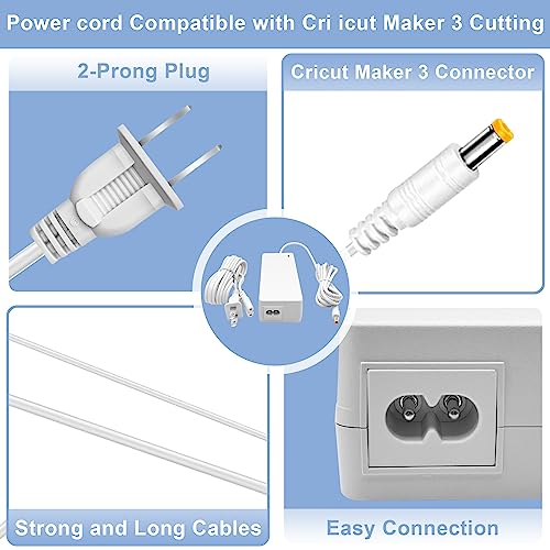 Pymga Power Replacement Cord Compatible with Cricut Maker 3 Cutting Machine, 24V AC DC Power Cord for Cricut Maker 3 Power Adapter and Cord - Charger Pymga