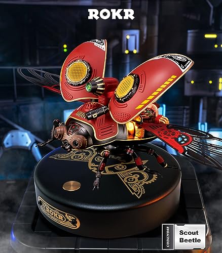 ROKR 3D Metal Model Kits for Adults Scout Beetle - 147PCS 3D Metal Puzzle Electric Mechanical Plastic Building Kit Hobby Kit Gift for ROKR