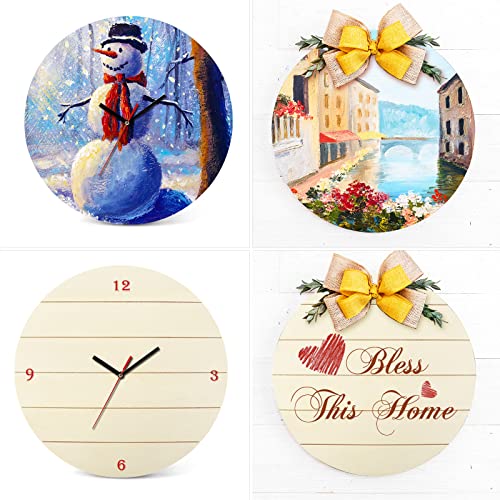 Whaline 5Pcs 12 Inch Christmas Wood Circles for Crafts Holiday Rustic Blank Wood Sign Unfinished Round Wood Slices Door Hanger Wood Plaques for Xmas Whaline