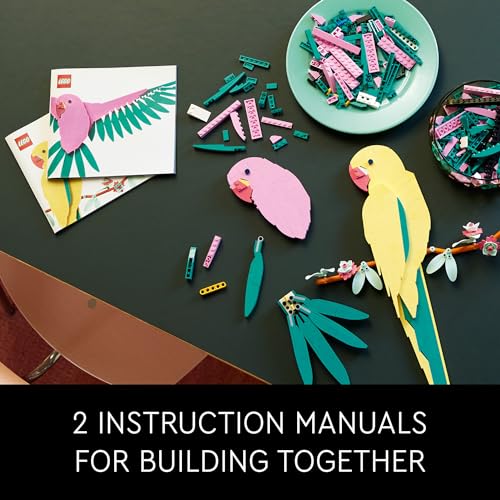 LEGO Art The Fauna Collection – Macaw Parrots, Nature Wall Artwork for Living Room Decor, Home Office Decor Idea, Build and Display Creative Activity LEGO