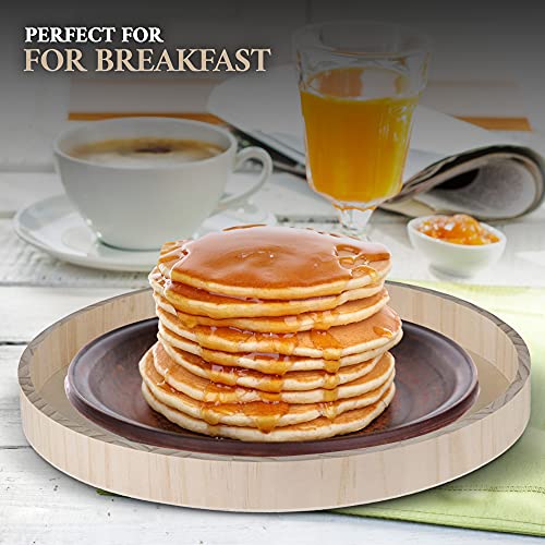 Wooden Round Trays for Serving - Five Piece Nested Breakfast Tray - Wood Crafts Trays for Organizing | Bathroom Tray - Food Trays for Party Buffet Hammont
