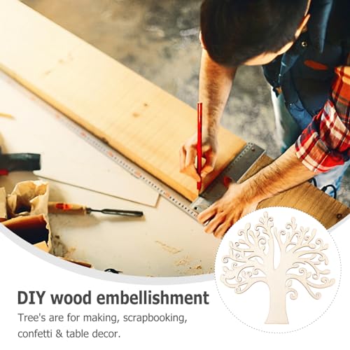 BESPORTBLE 10pcs Family Tree Wood Cutouts, Blank Wooden Tree Embellishments, Unfinished Wooden Tree Shape Tree Cutout for Home Family Tree Weddings BESPORTBLE