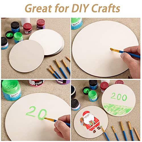 24 Pack 8 Inch Wooden Circles for Crafts 0.2" Thick Unfinished Round Wood Slices Natural Rounds Wooden Cutouts Blank Round Wood Discs for DIY Crafts AWIZOM