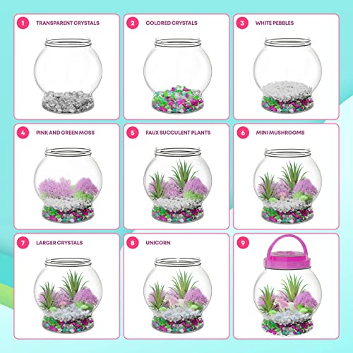 Light-Up Unicorn Terrarium Kit - Birthday Gifts for Kids - Best Toys & Activities Kits Presents - Arts & Crafts Stuff for Little Girls & Boys Age 4 5 Dan&Darci
