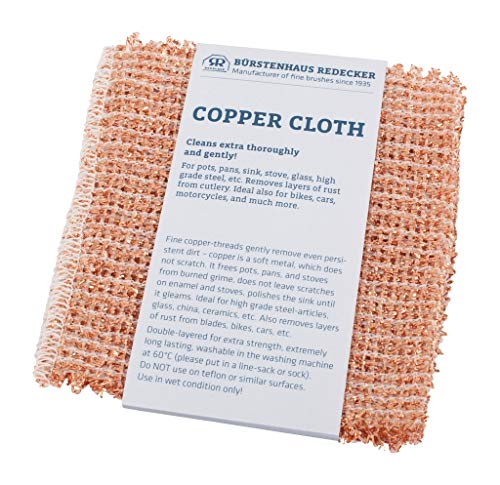 REDECKER 2-Ply Woven Copper Scrubbing Cloth - Durable and Non-Abrasive Scrubber, Machine Washable, Alternative to Chore Boy Copper Scrubber, Copper REDECKER