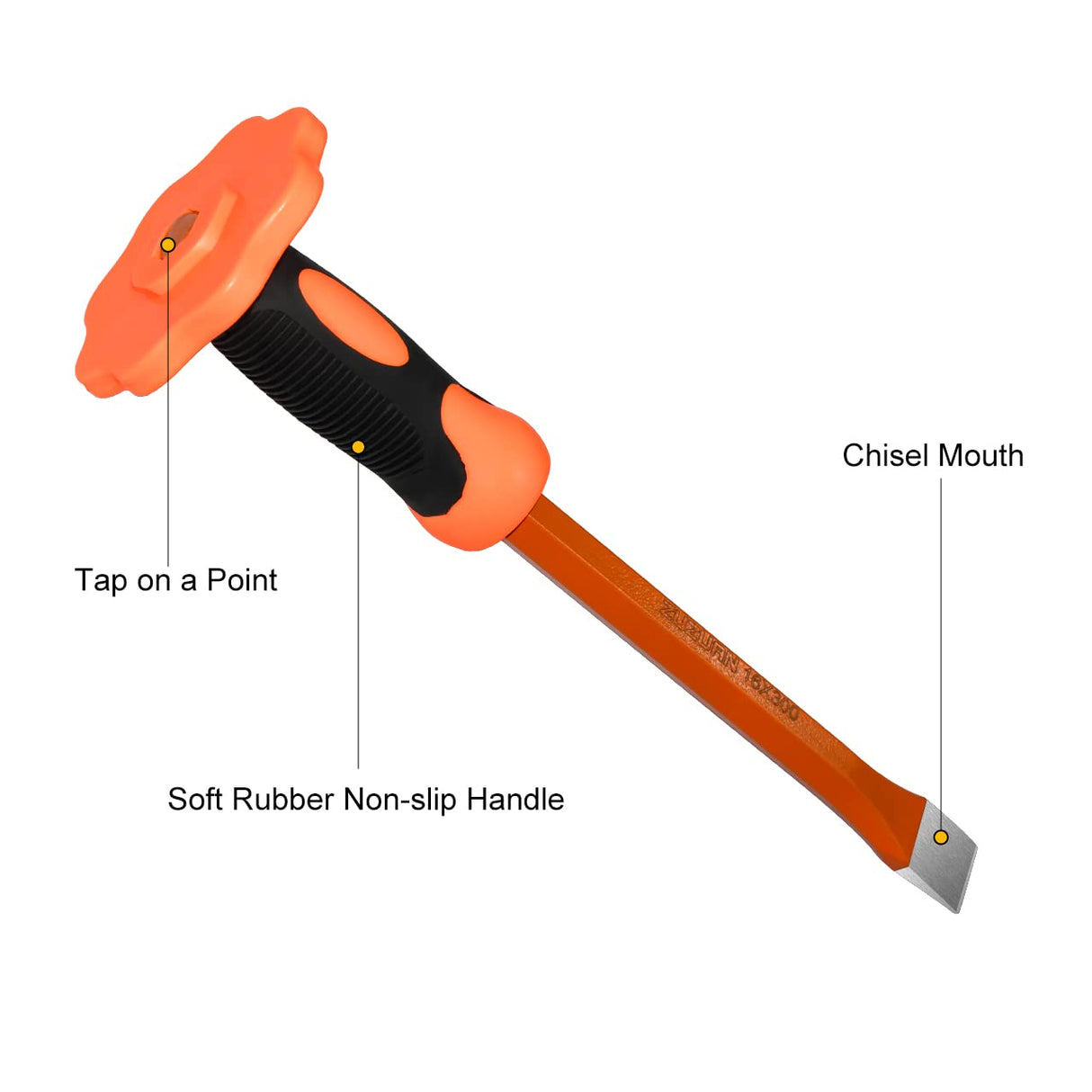 ZUZUAN 12-Inch Heavy Duty Flat Chisel with Hand Protection,Flat Head,Demolishing/Masonry/Carving/Concrete Breaker Chisels with Bi-Material Hand Guard ZUZUAN