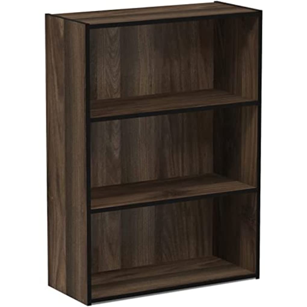 Furinno Pasir 3-Tier Open Shelf Bookcase, Columbia Walnut Furinno