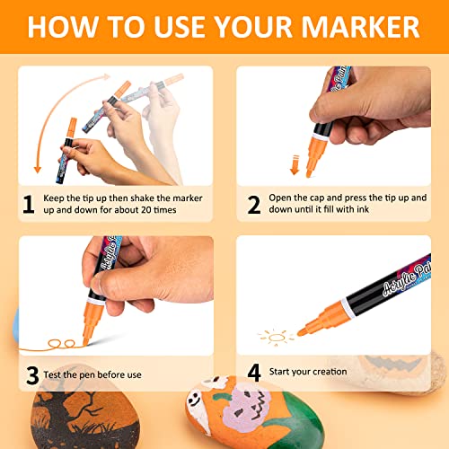 IJIANG 24 Colors Acrylic Paint Pens Professional Hard pen point Valve-action Structure,Acrylic Paint Markers Waterproof Ink for IJIANG