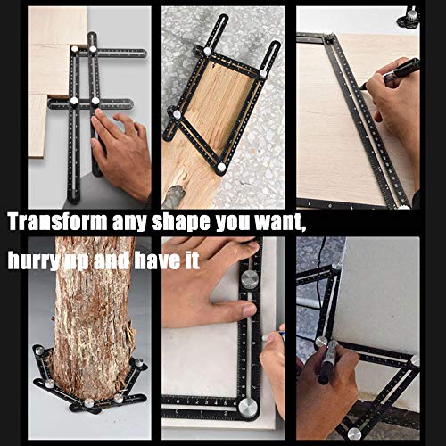 Multi-Angle Measuring Ruler,Multi Angle Tool,12-Sided Angle Measurement,Tile Holes Measure Ruler with 3-Holes Positioning Apertures,Upgrade Multi BAWAQAF