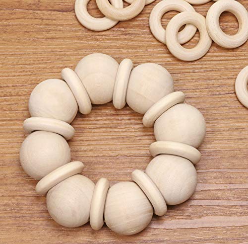 PENTA ANGEL 50PCS 25mm/1" Natural Unfinished Wood Rings Circle Wood Pendant Connectors for DIY Projects Jewelry and Craft Making(25mm) PENTA ANGEL