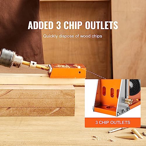 VEVOR 30 Pcs Pocket Hole Jig Kit, Adjustable & Easy to Use Pocket Hole Jig System with Step Drills, Wrenches, Drill Stop Rings, and Square Drive VEVOR