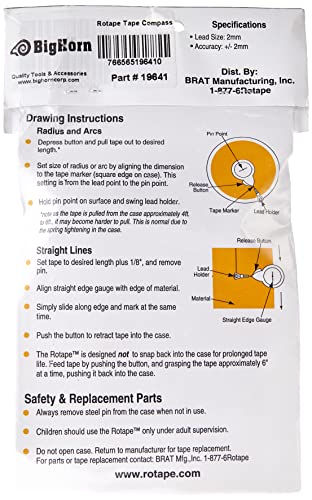 Big Horn 19641 Rotape Beam Compass, Gray/Black BIG HORN