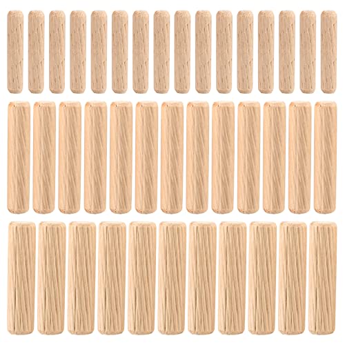 90 Pcs Wooden Dowel Pins, Straight Groove Wooden Dowel Pins with Beveled Ends Tapered, Easy Insertion, for Furniture Door Art Crafts Projects, M6 M8 HexinYigjly