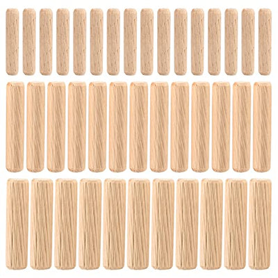 90 Pcs Wooden Dowel Pins, Straight Groove Wooden Dowel Pins with Beveled Ends Tapered, Easy Insertion, for Furniture Door Art Crafts Projects, M6 M8
