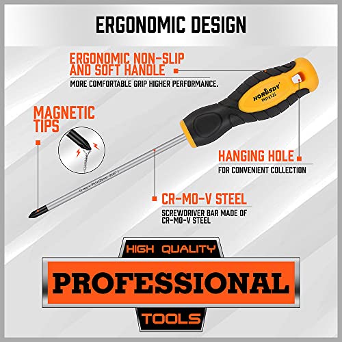 HORUSDY 11-piece Magnetic Screwdriver Set with Case, 5 Phillips & 5 Flat Head Tips with Magnetizer demagnetizer Precision Screwdriver Set HORUSDY