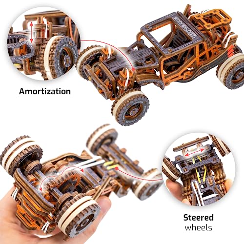 WOODEN.CITY Car Puzzle Model Dune Buggy for Adults - Model Car Kits 3D Wooden Puzzles for Adults - Car Model Kit 3D Puzzle - Model Cars to Build for WOODEN.CITY